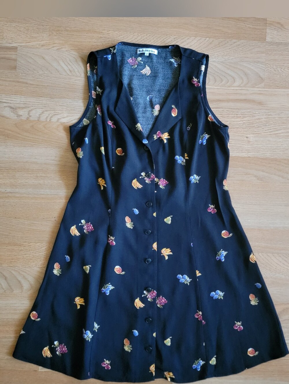 Reformation Fruit Print Mini Dress Black Size 12